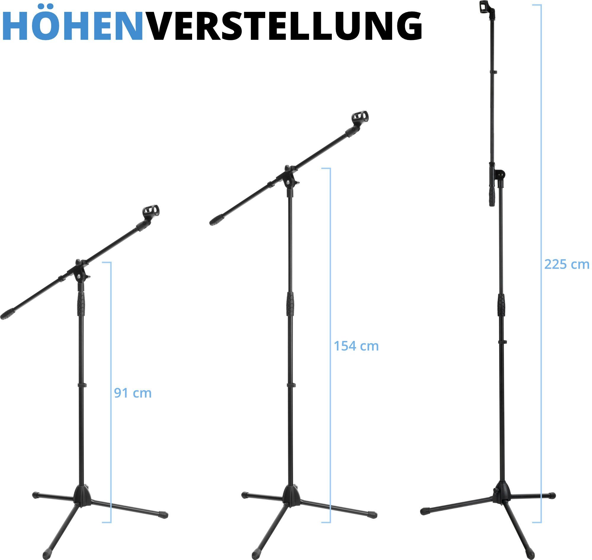McGrey Mikrofonständer McGrey MBS-01 Mikrofonständer mit Galgen und Mikrofonklemme, (1-tlg), Schwenkarm, höhenverstellbar bis ca. 154 cm