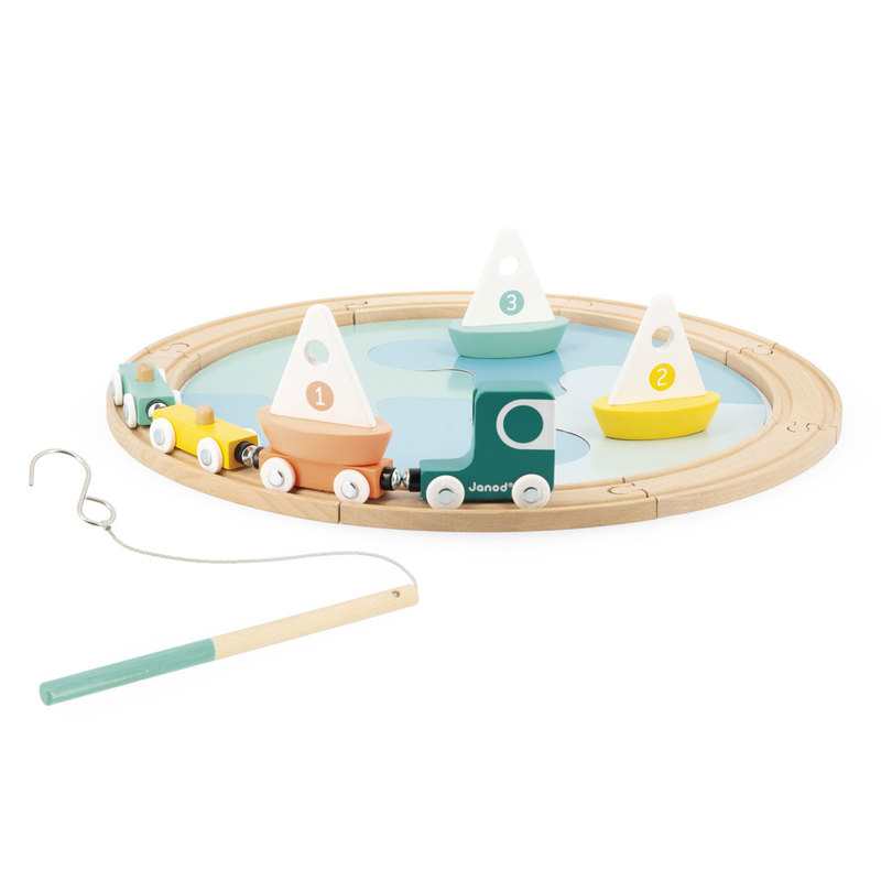 Circuit Bolid train, voiliers et jeu de pêche Janod
