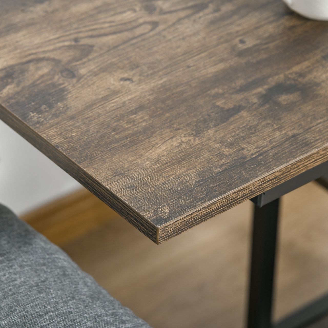 HOMCOM Beistelltisch Couchtisch mit Rollen höhenverstellbar 2 untere Regale