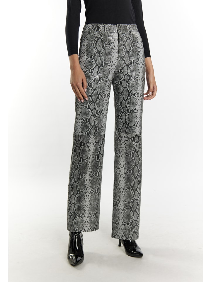 faina Lederhose in Grau Schlange günstig kaufen