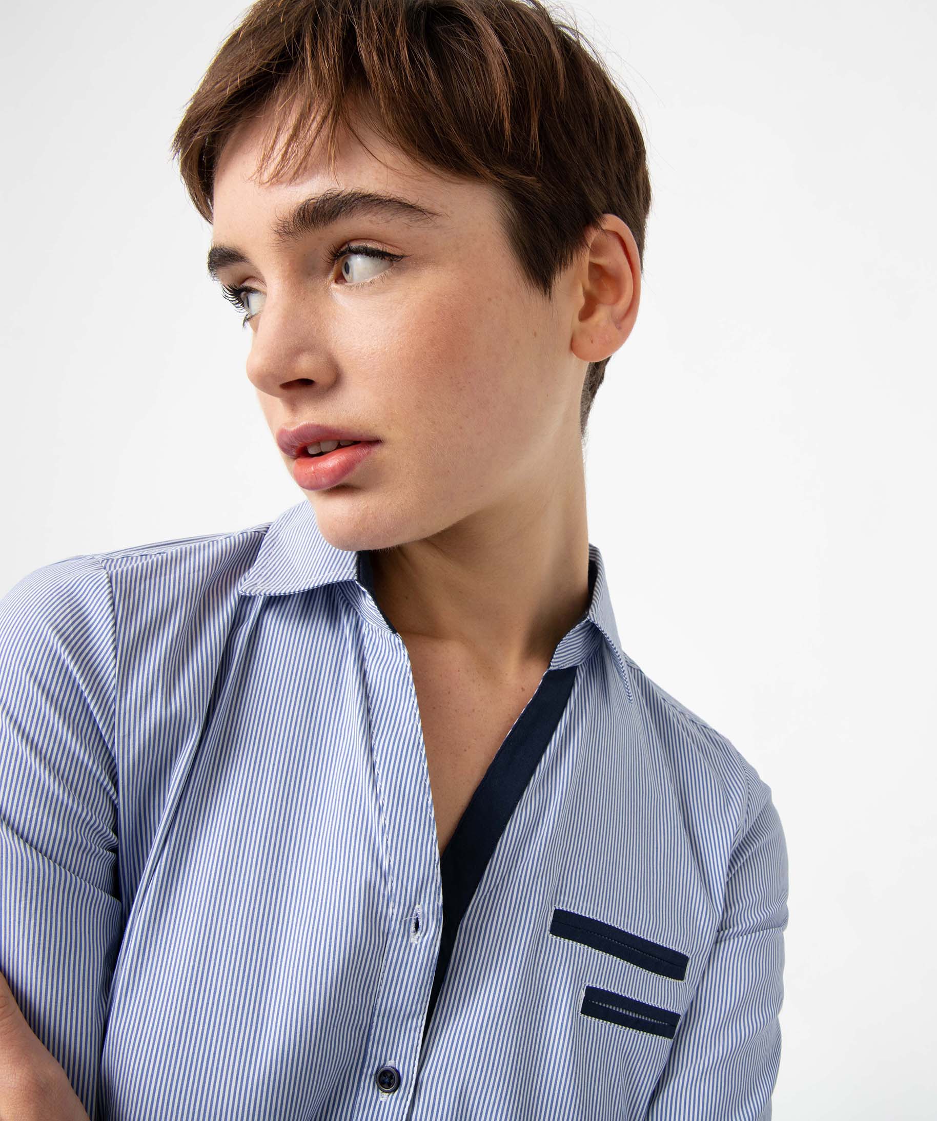 Chemise femme rayée coupe ajustée en coton stretch raye | GEMO