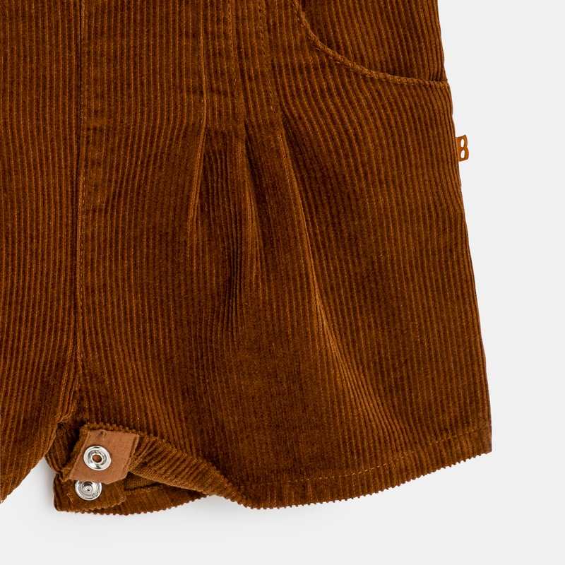 Salopette courte en velours côtelé marron bébé fille