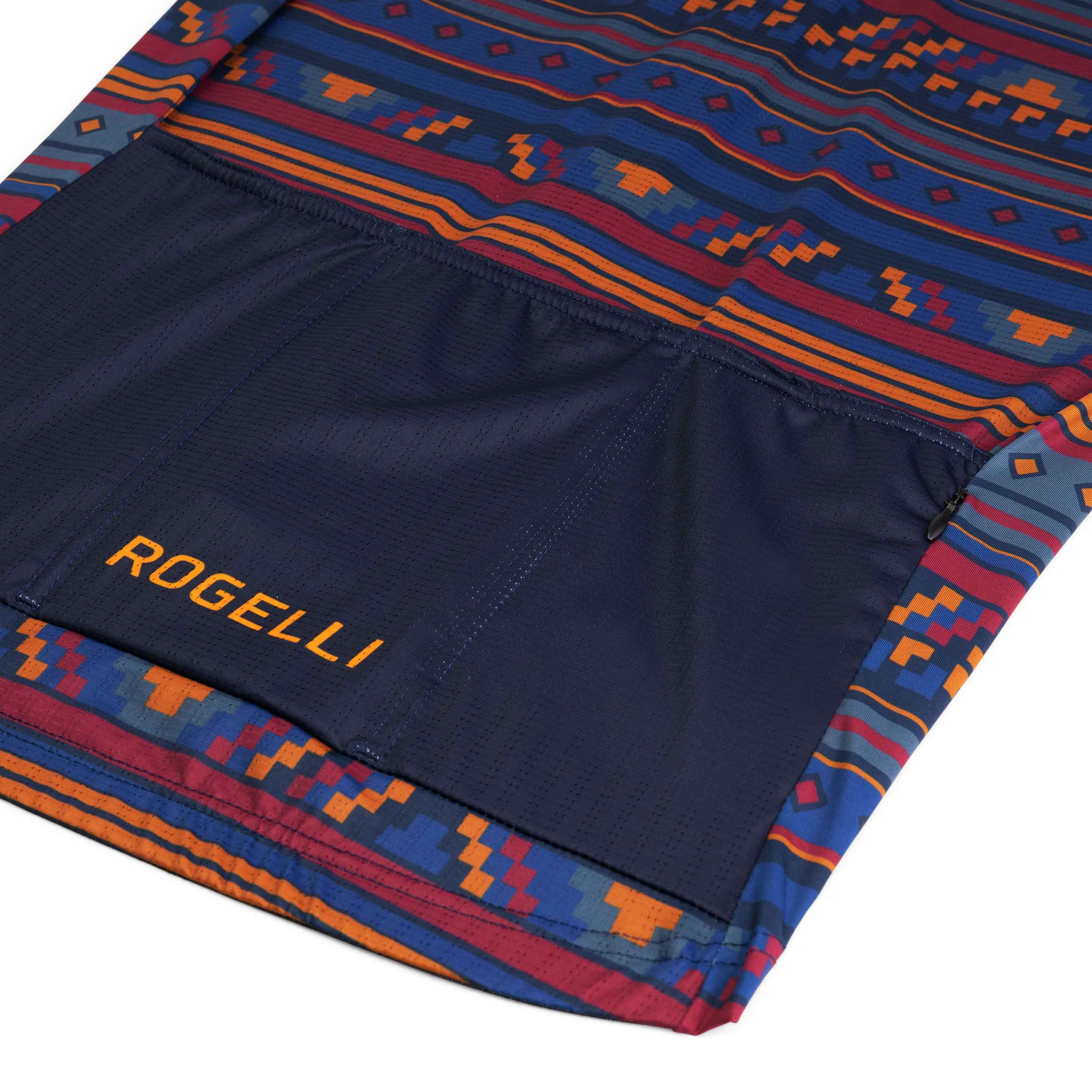 Rogelli Aztec Blau/Orange Herren Radtrikot Kurzarm