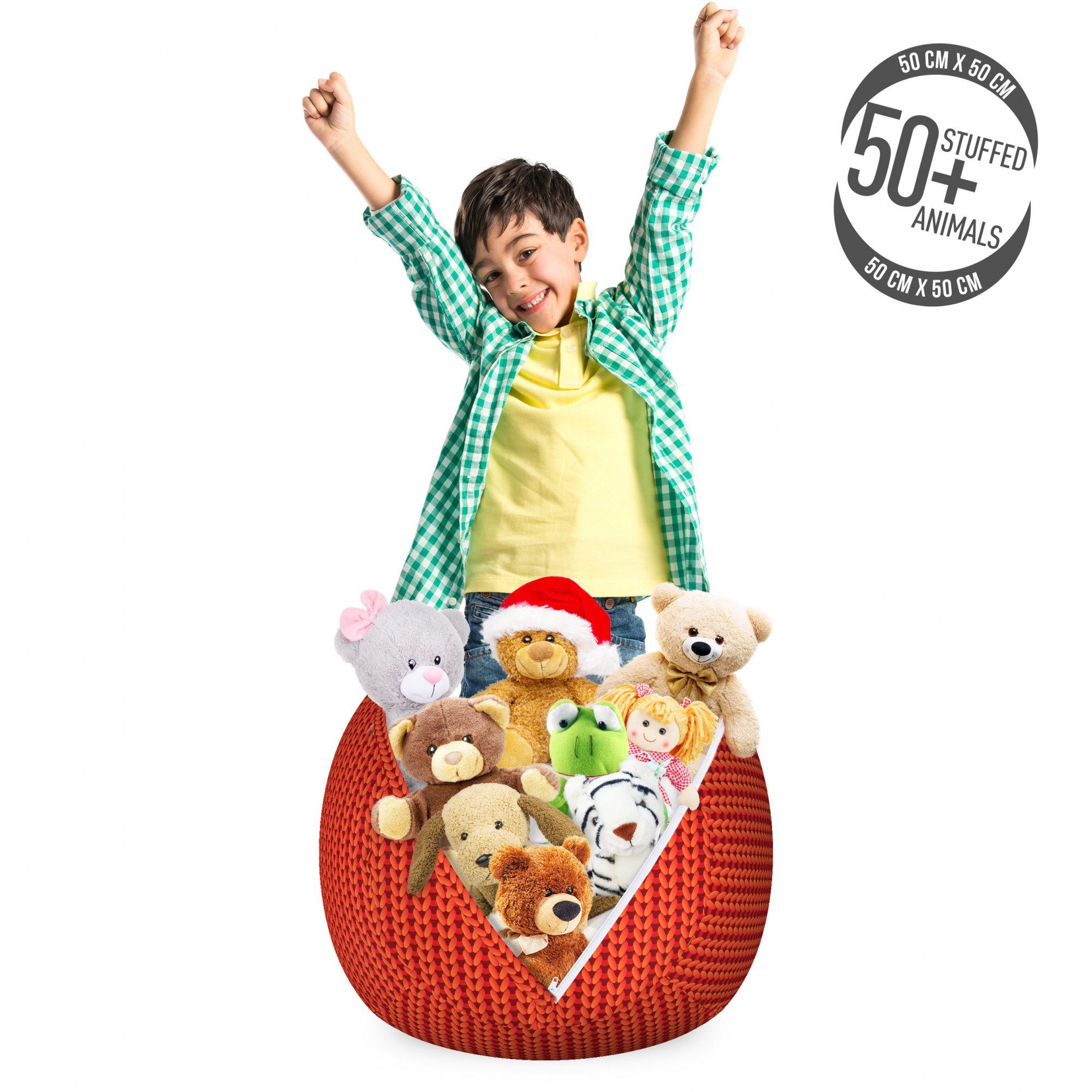 Abakuhaus Spielzeugtruhe Gefüllter Tier Organizer Waschbare Tasche für Kinder, Modern Hand Made Old Knitting
