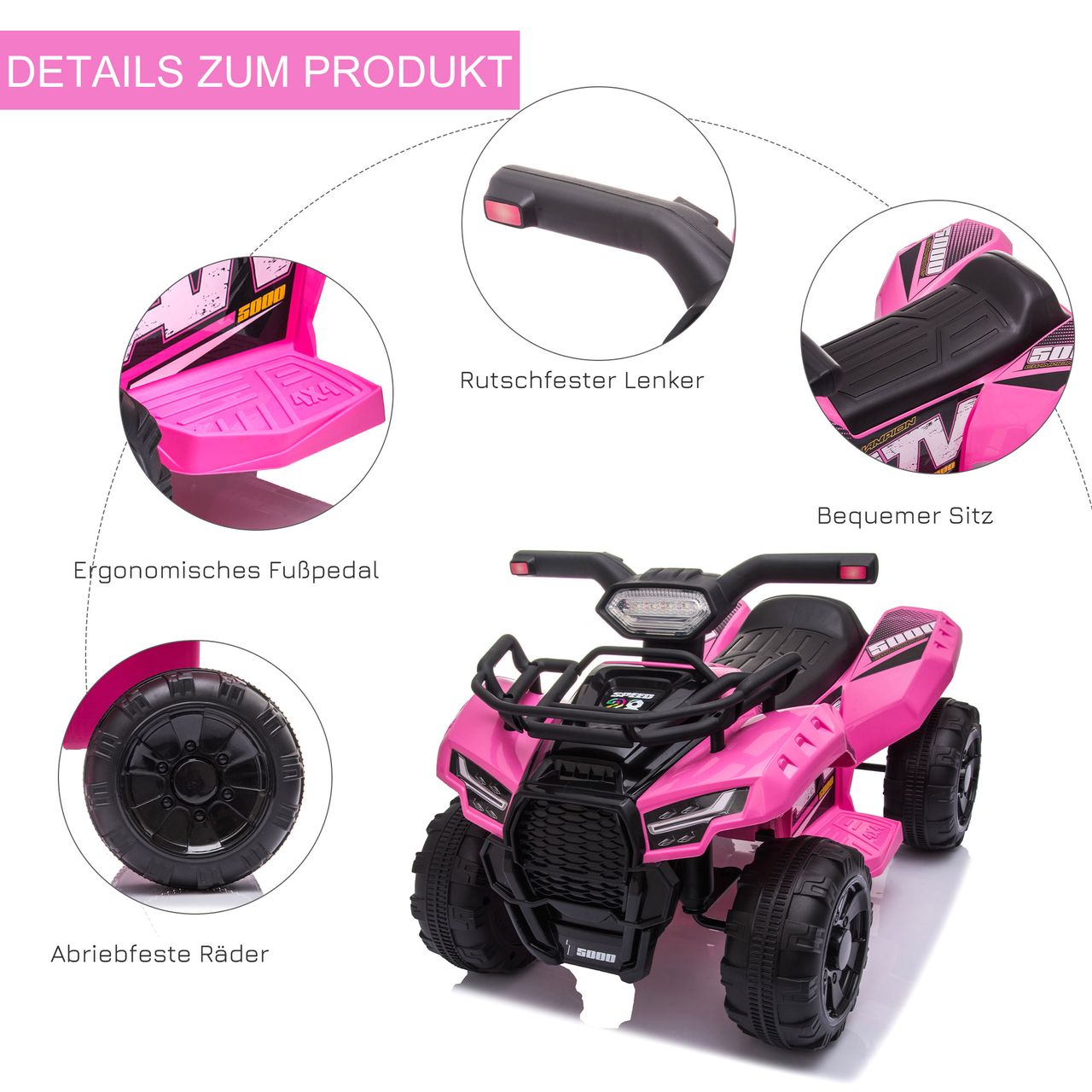 HOMCOM Mini Elektro-Quad Kinder Elektro ATV Kinderwagen Kinderauto Rosa