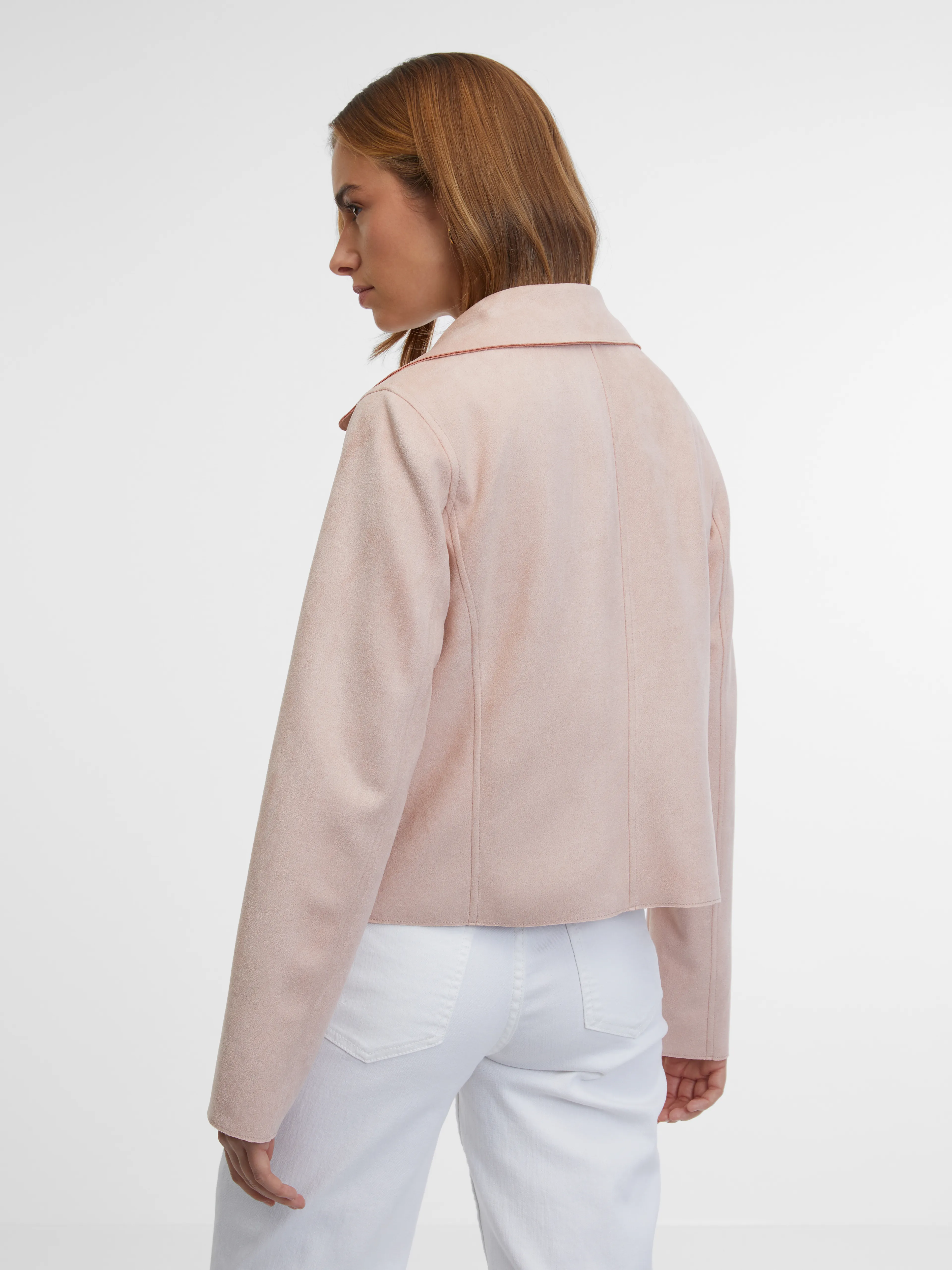 Hellrosa Damenjacke aus Veloursleder ORSAY