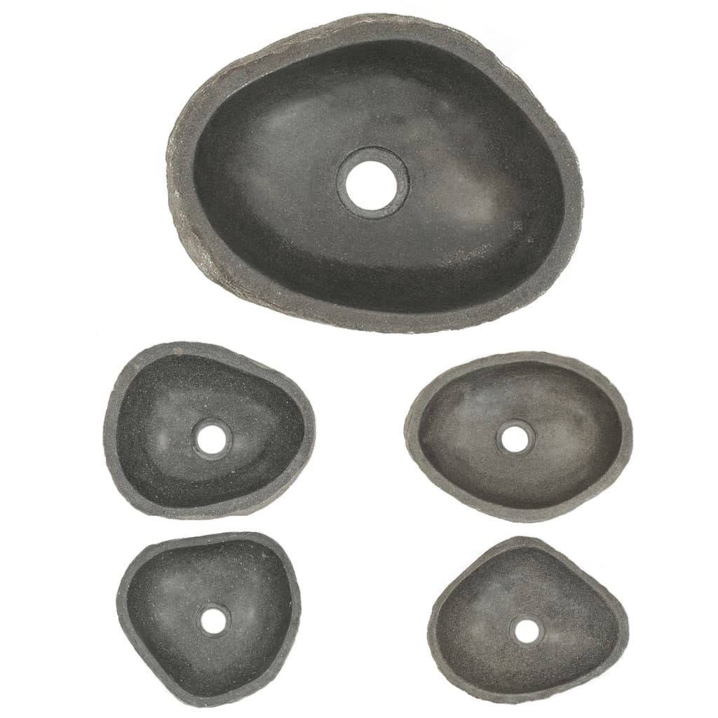 vidaXL Waschbecken Waschbecken Flussstein Oval 29-38 cm