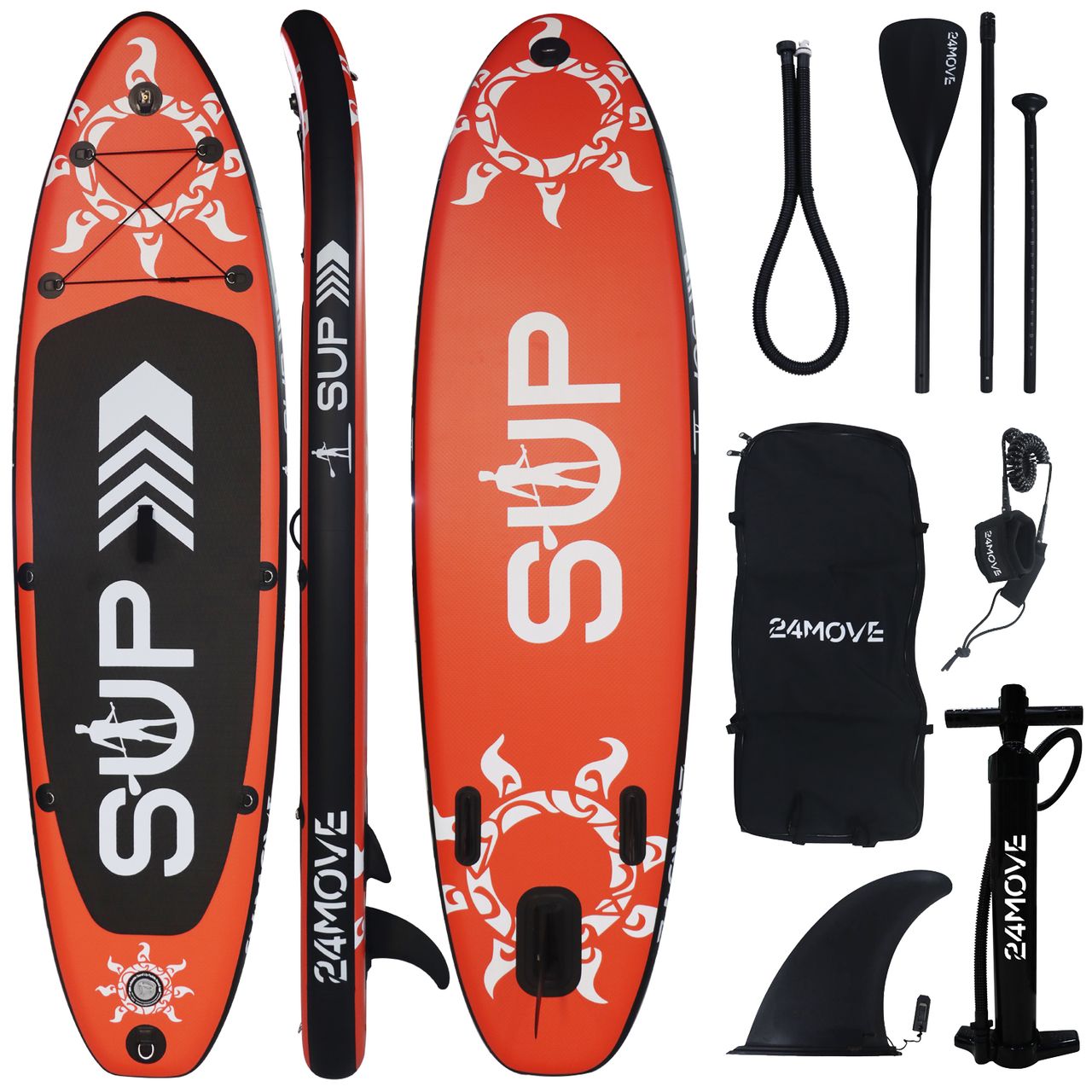 TroniTechnik 24MOVE® Standup Paddle Board SUP, inkl. Zubehör, Paddel und Hochdruckpumpe, ROT, 305x76x15cm