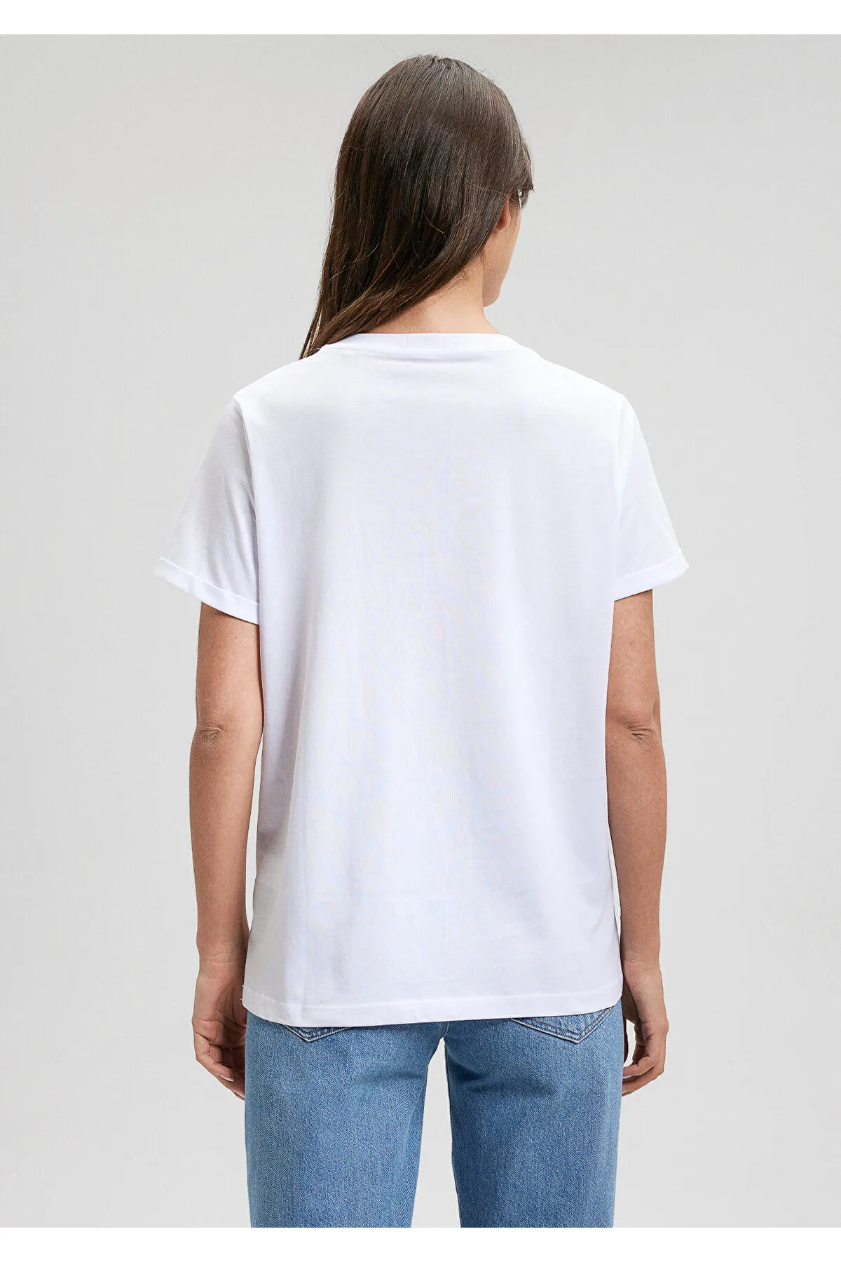 Mavi  Weißes Istanbul-T-Shirt mit Denim-Girl-Aufdruck, reguläre Passform / normaler Schnitt 1610222-620