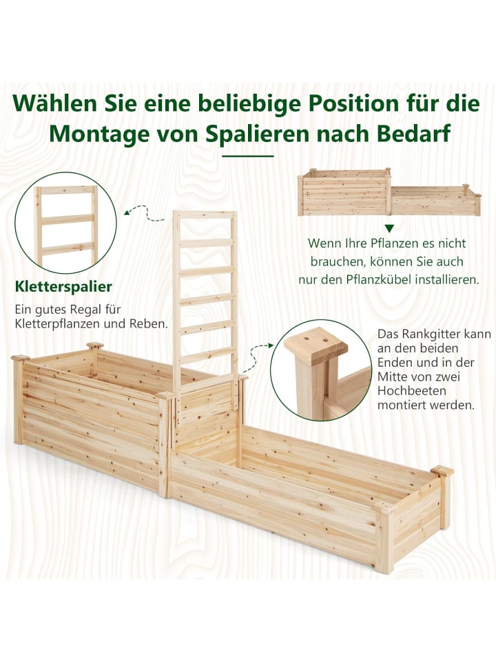 COSTWAY Hochbeet mit Rankgitter in Beige günstig kaufen onesize