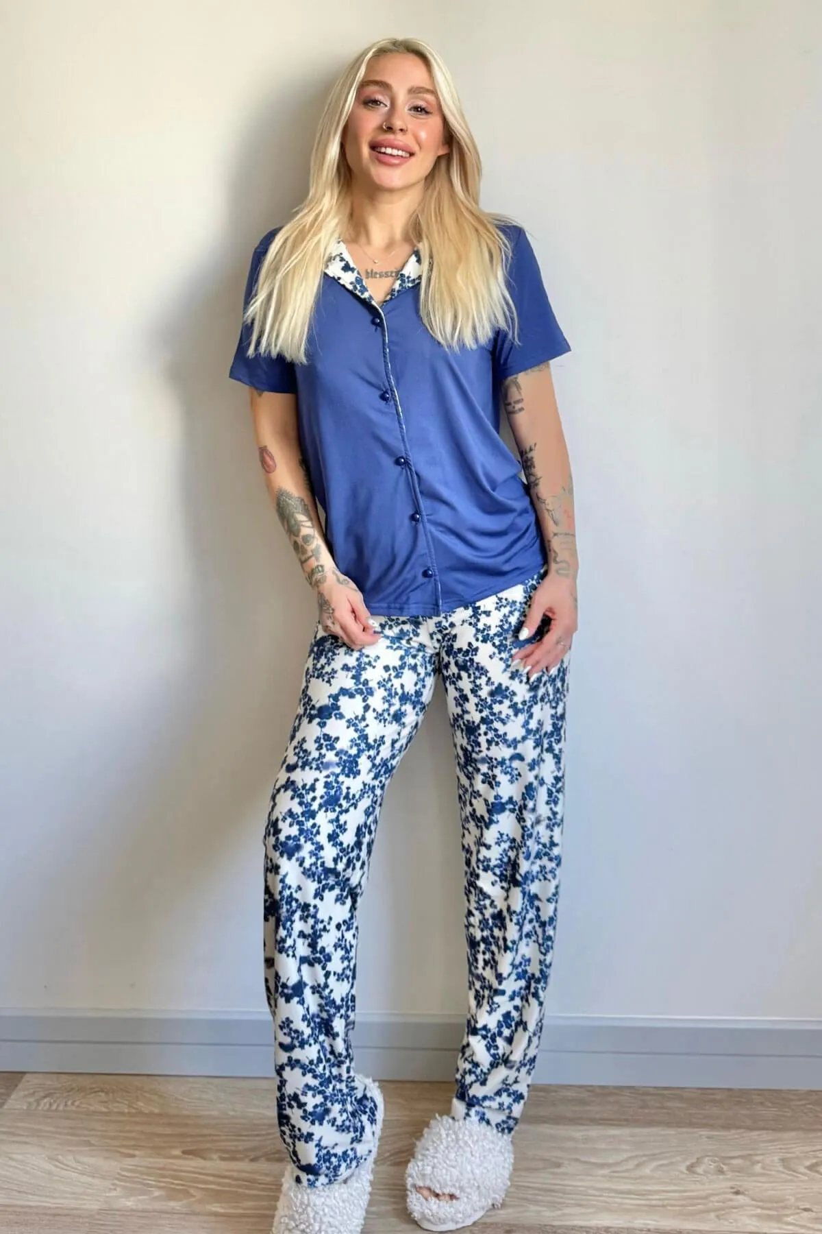 Pijamaevi  Pyjama set - Dunkelblau - Unifarben