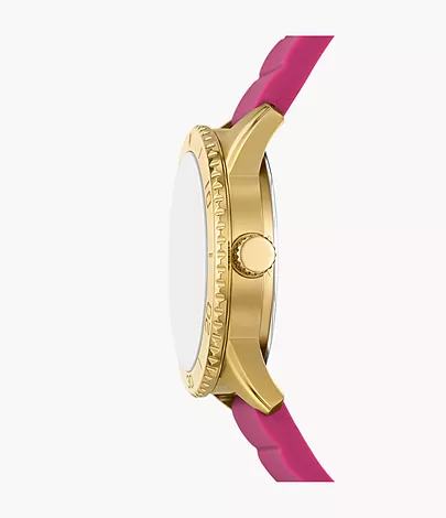 Fossil Outlet Uhr Dayle 3-Zeiger-Werk Silikon rosafarben