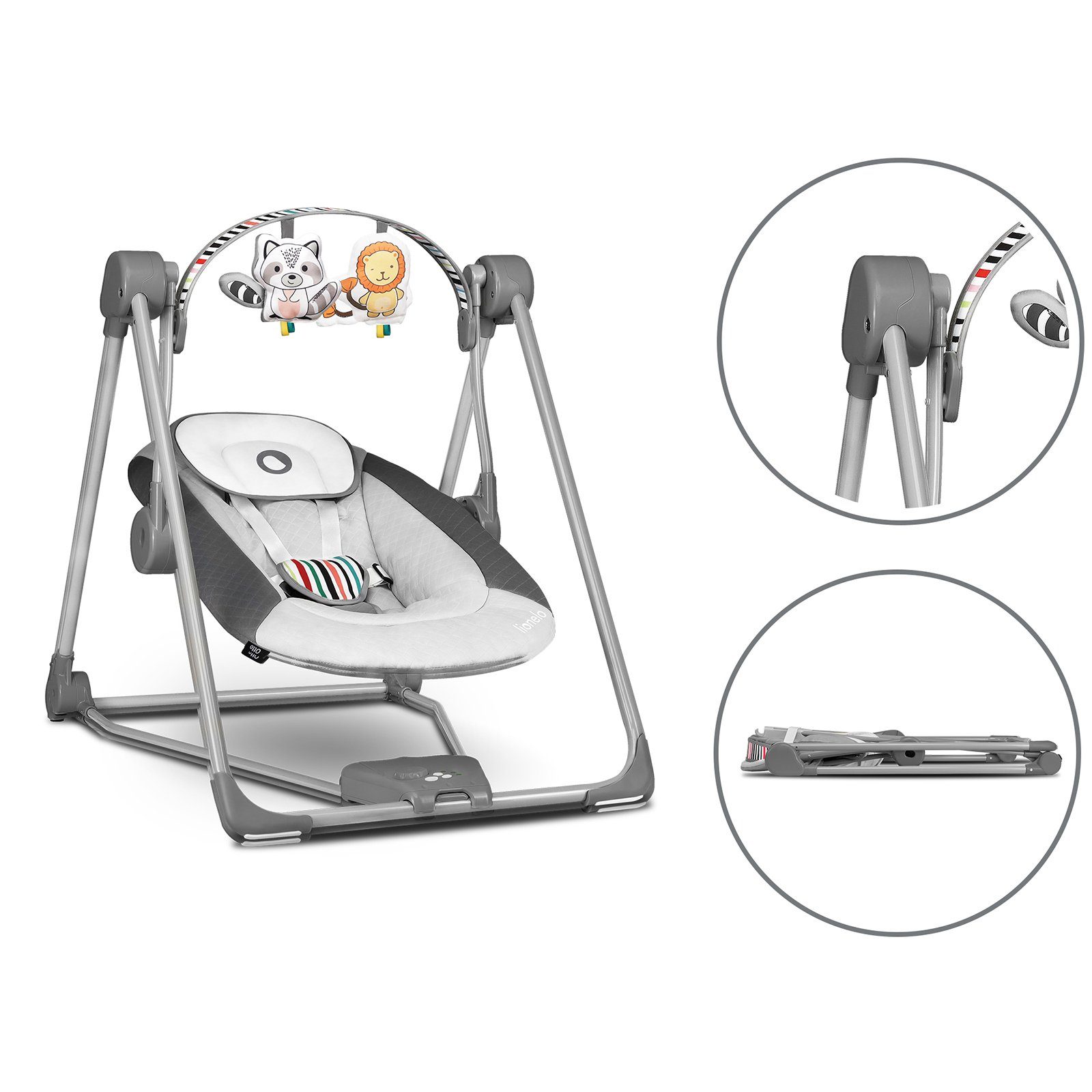 lionelo Babyschaukel LO-OTTO, Spielzeug Karussell, Sicher und stabil, Wippfunktion, 0+ bis 9 kg