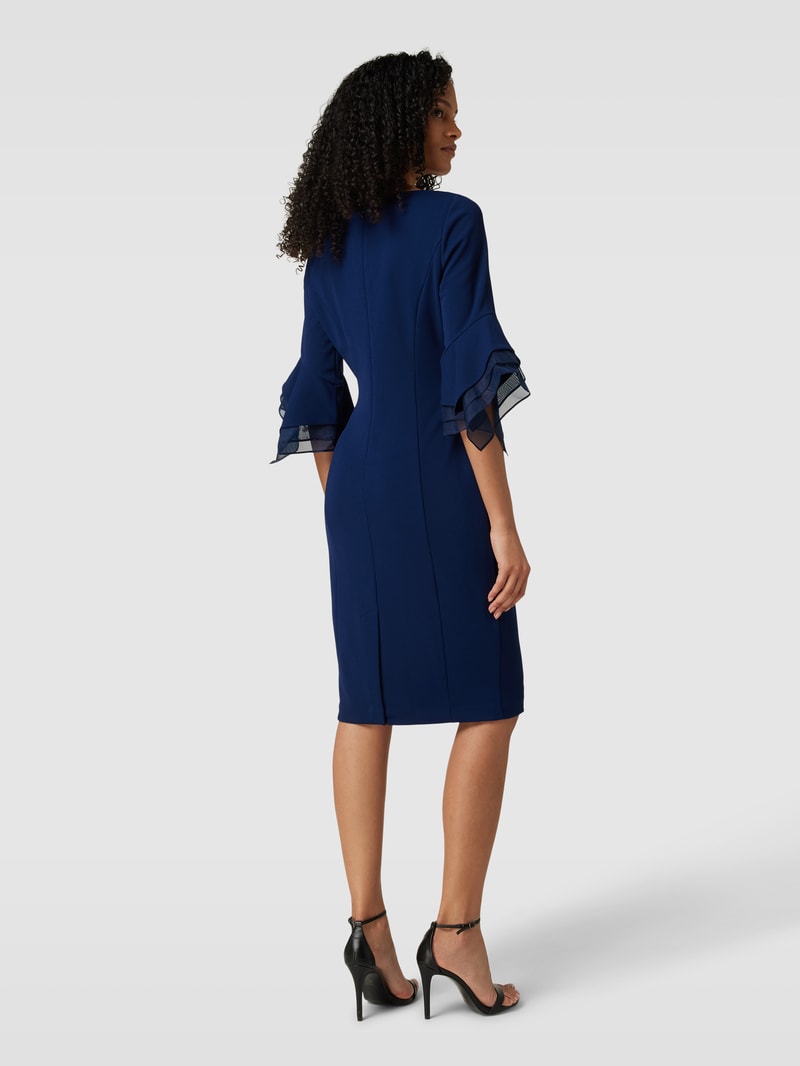 Cocktailkleid mit Trompetenärmeln in marineblau