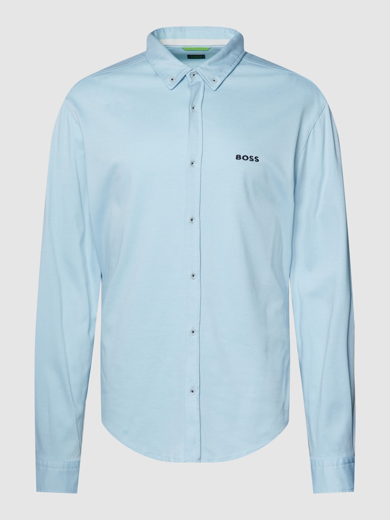 Freizeithemd mit Label-Stitching Modell 'BIADO' in hellblau