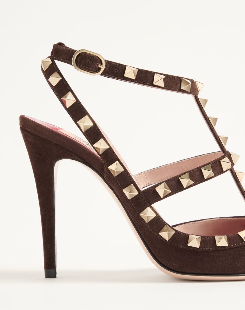 Sapato de salto Rockstud de camurça de 100 mm