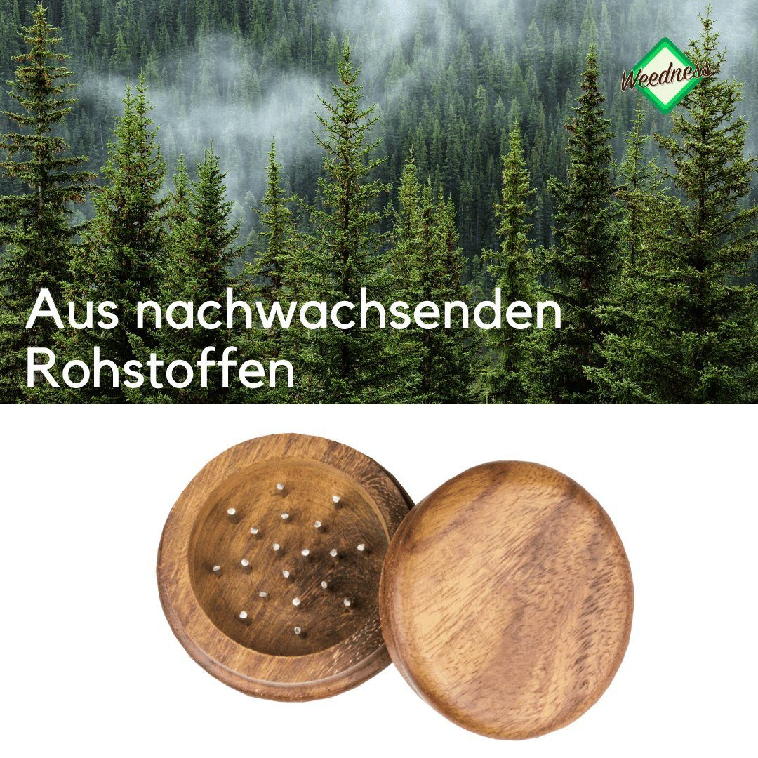 Weedness Kräutermühle Holz Grinder aus Ebenholz handgefertigt Cruncher Crusher Wood