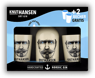 Knut Hansen Dry Gin in GP + 2 Becher Knut Hansen Dry Gin in GP + 2 Becher Ein feiner Hanseat! 0,5	 Liter - Vol 42%
