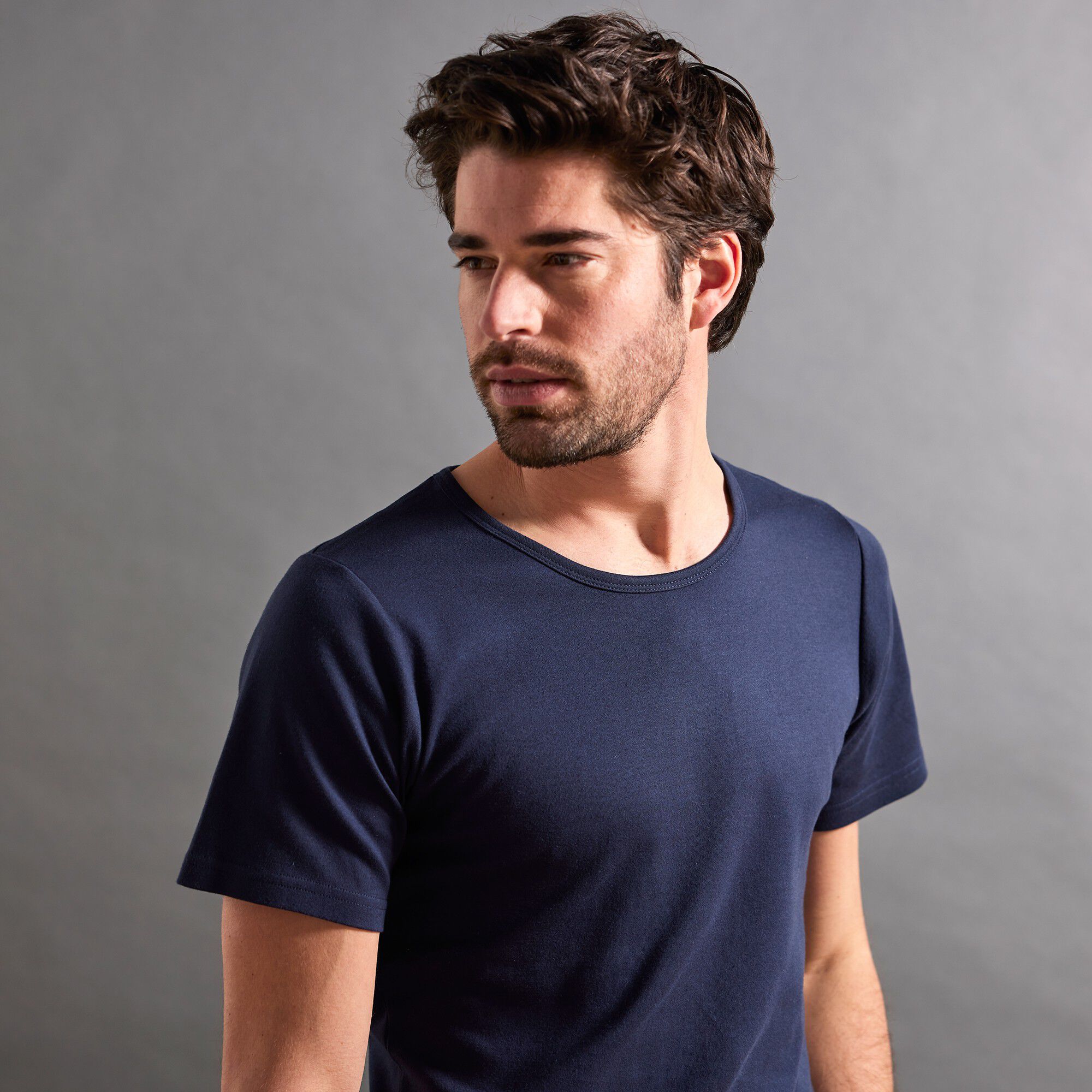 Tee-shirt sous-vêtement homme col rond manches courtes coton