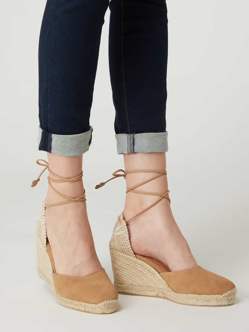 Wedges aus Leder Modell 'Carina' in camel