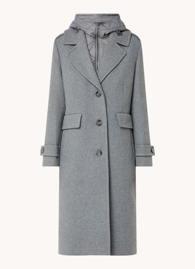 Beaumont Cameron coat in wool blend with flap pockets and removable inner jacket