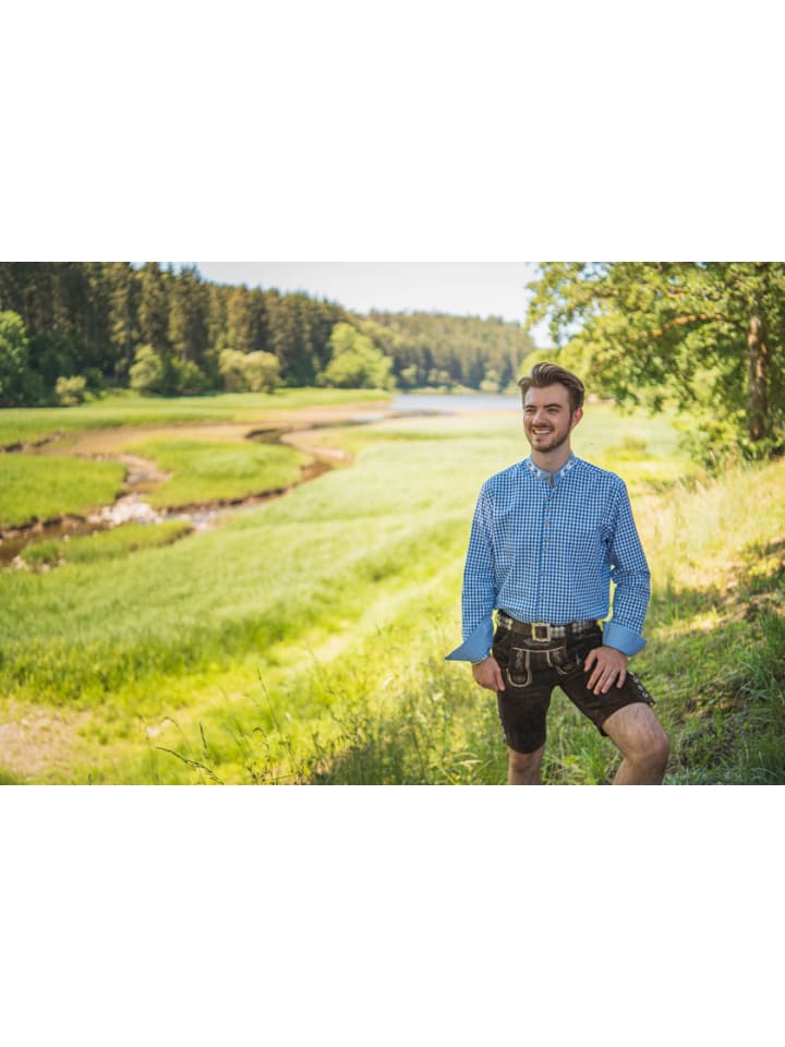 OS-Trachten Trachtenhemd Prabu in mittelblau günstig kaufen