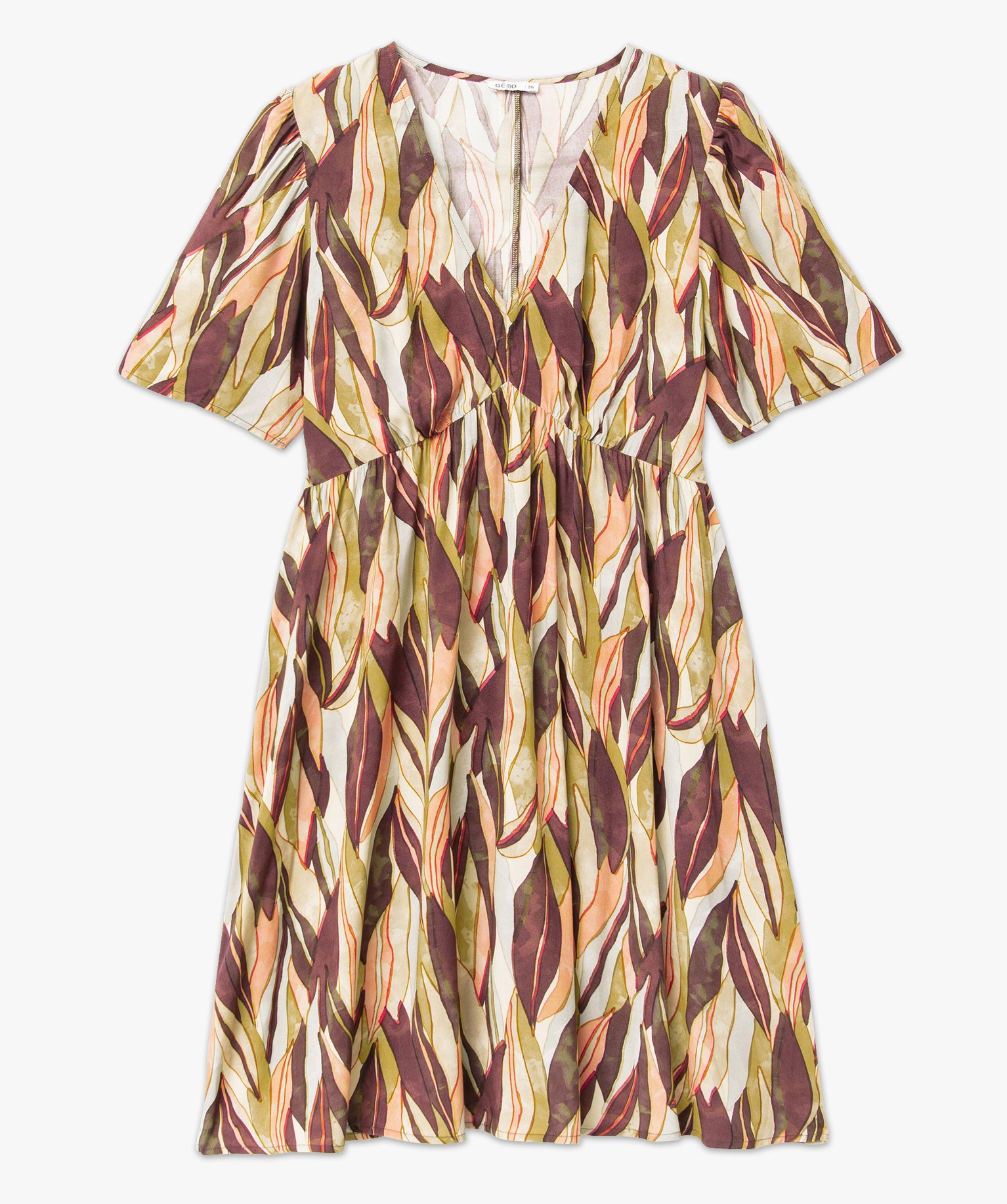 Robe imprimée à manches courtes femme imprime | GEMO