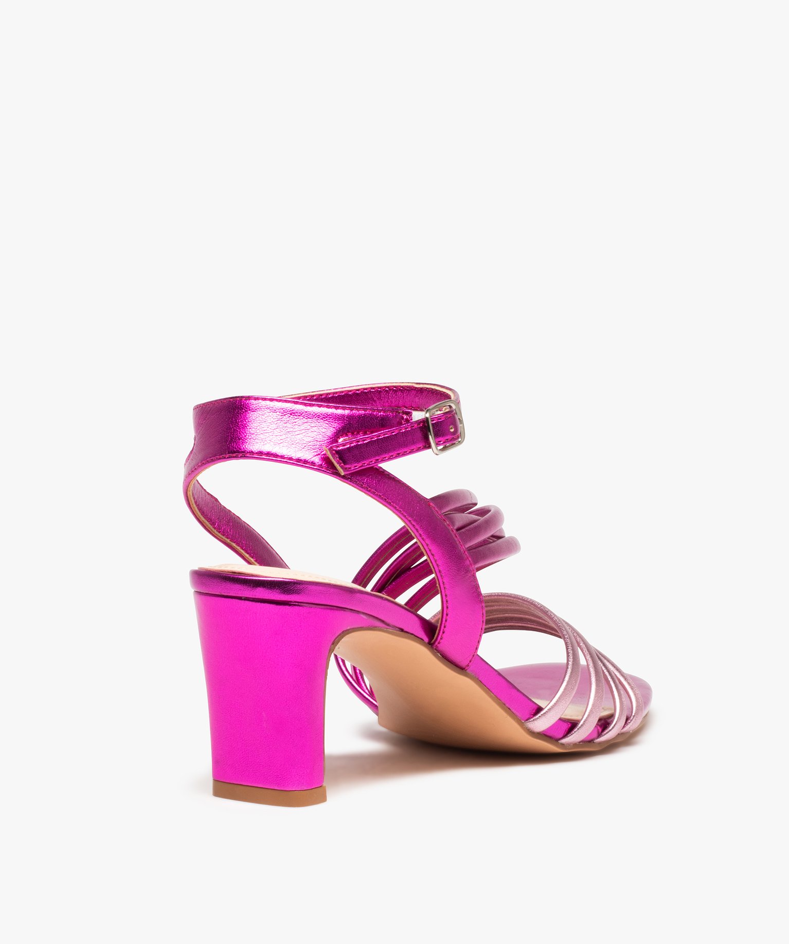 Sandales femme bicolores avec brides scintillantes rose | GEMO