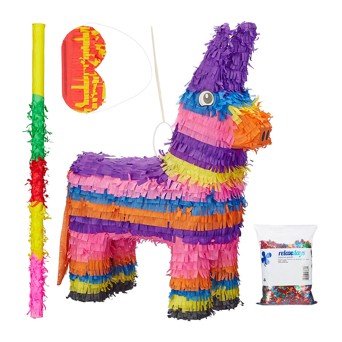 4 tlg. Pinata Set Esel