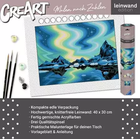 CreArt Leinwand Nordlichter - Malen nach Zahlen für Erwachsene
