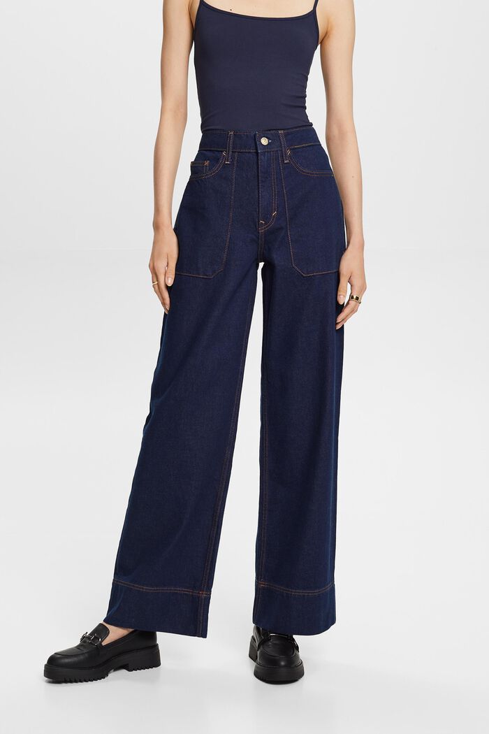 Retro-Jeans mit weitem Bein, 100 % Baumwolle