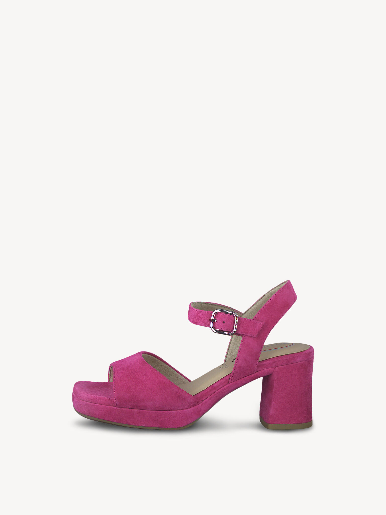 Sandale à talon en cuir - rose fuchsia