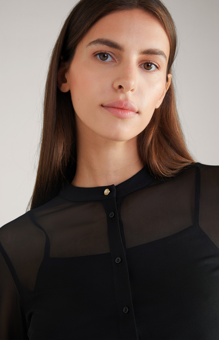 Mesh-Bluse in Schwarz
