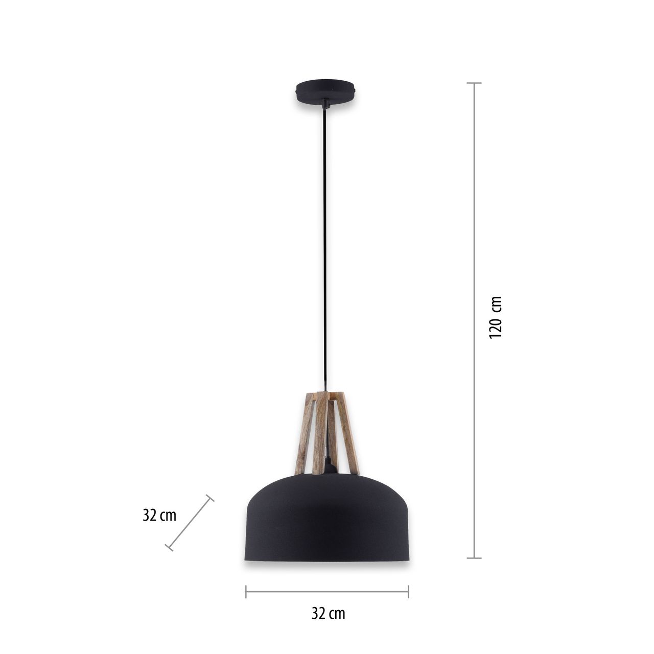 JUST LIGHT LeuchtenDirekt Pendelleuchte HAREA, 1xE27 max. 25W exkl., Holzapplikation, Ø32 cm, Innenleuchte, IP20