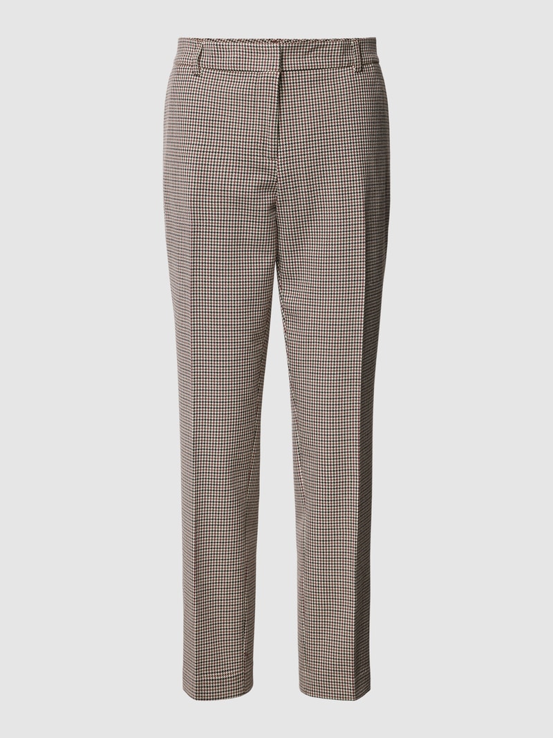 Bundfaltenhose mit Gitterkaro in camel