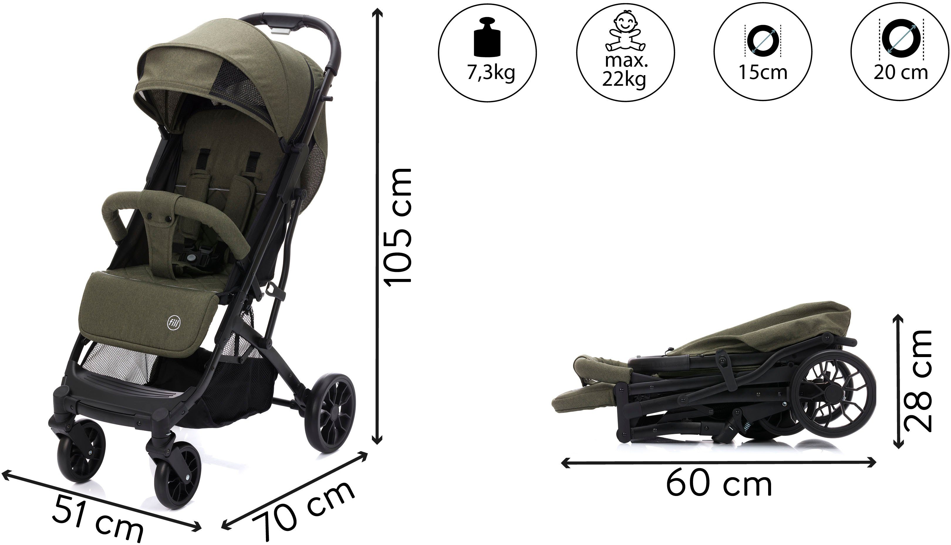 Fillikid Kinder-Buggy Styler Elite, oliv melange