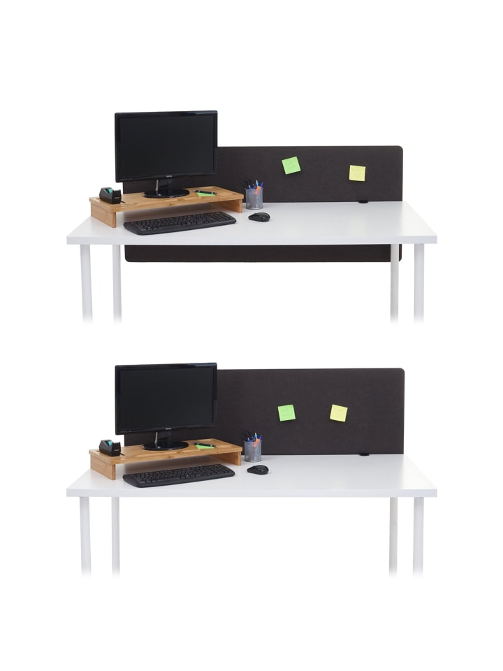 MCW Akustik-Tischtrennwand G75, 60x140cm braun-grau günstig kaufen onesize