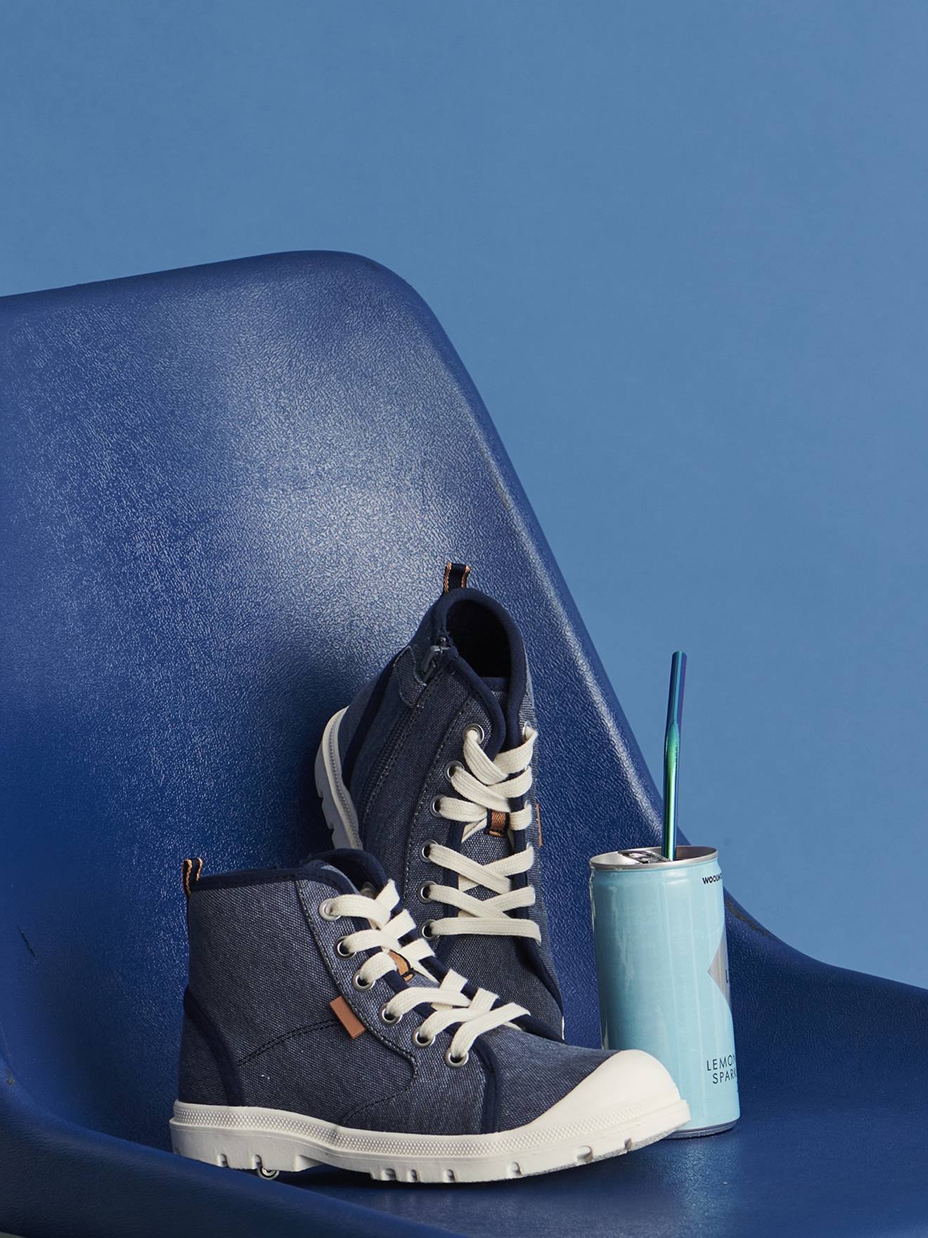 Vertbaudet Kinder Stoff-Sneakers mit dicker Sohle - jeansblau
