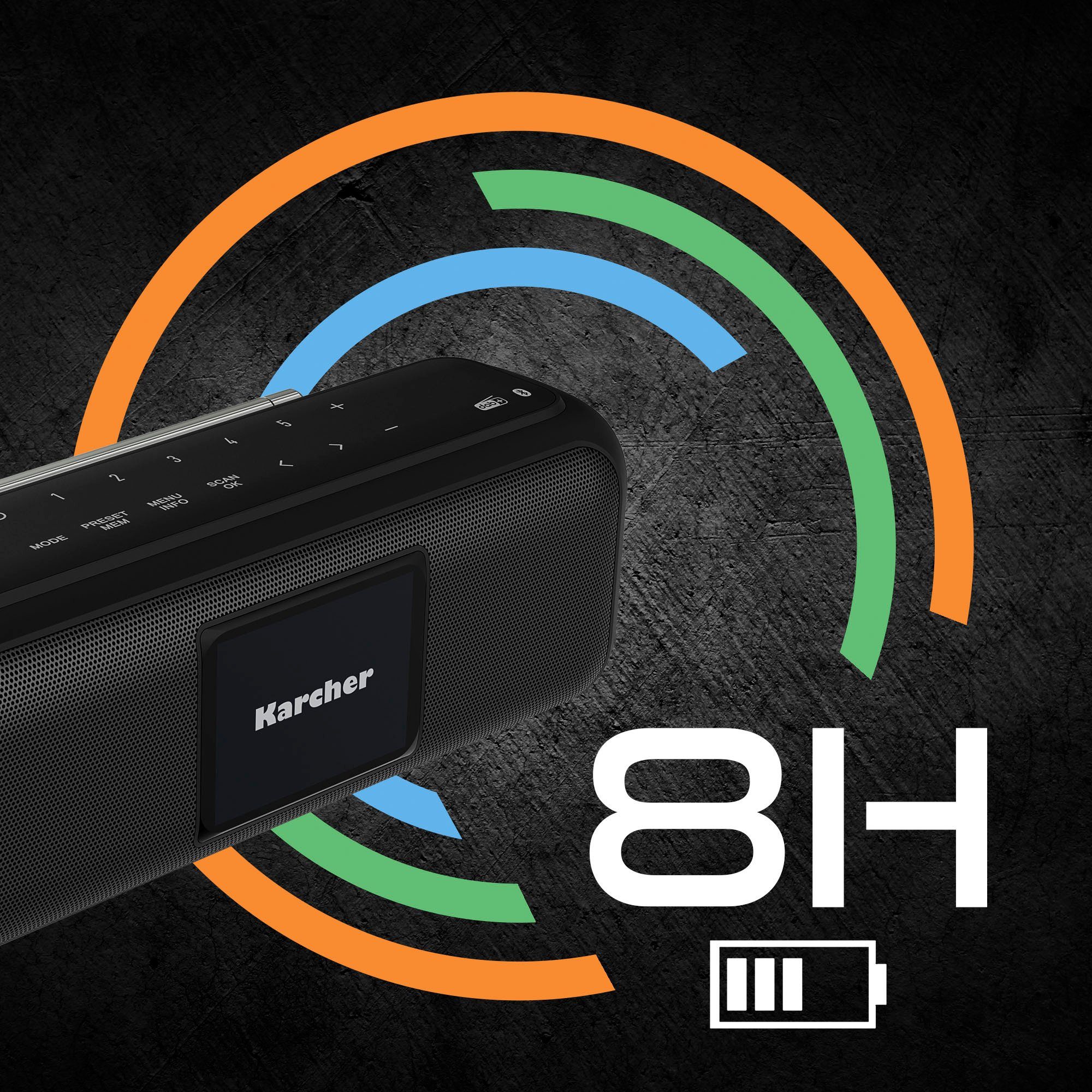 Karcher DAB Go Bluetooth Lautsprecher Digitalradio (DAB) (Digitalradio (DAB), UKW mit RDS, 5 W)