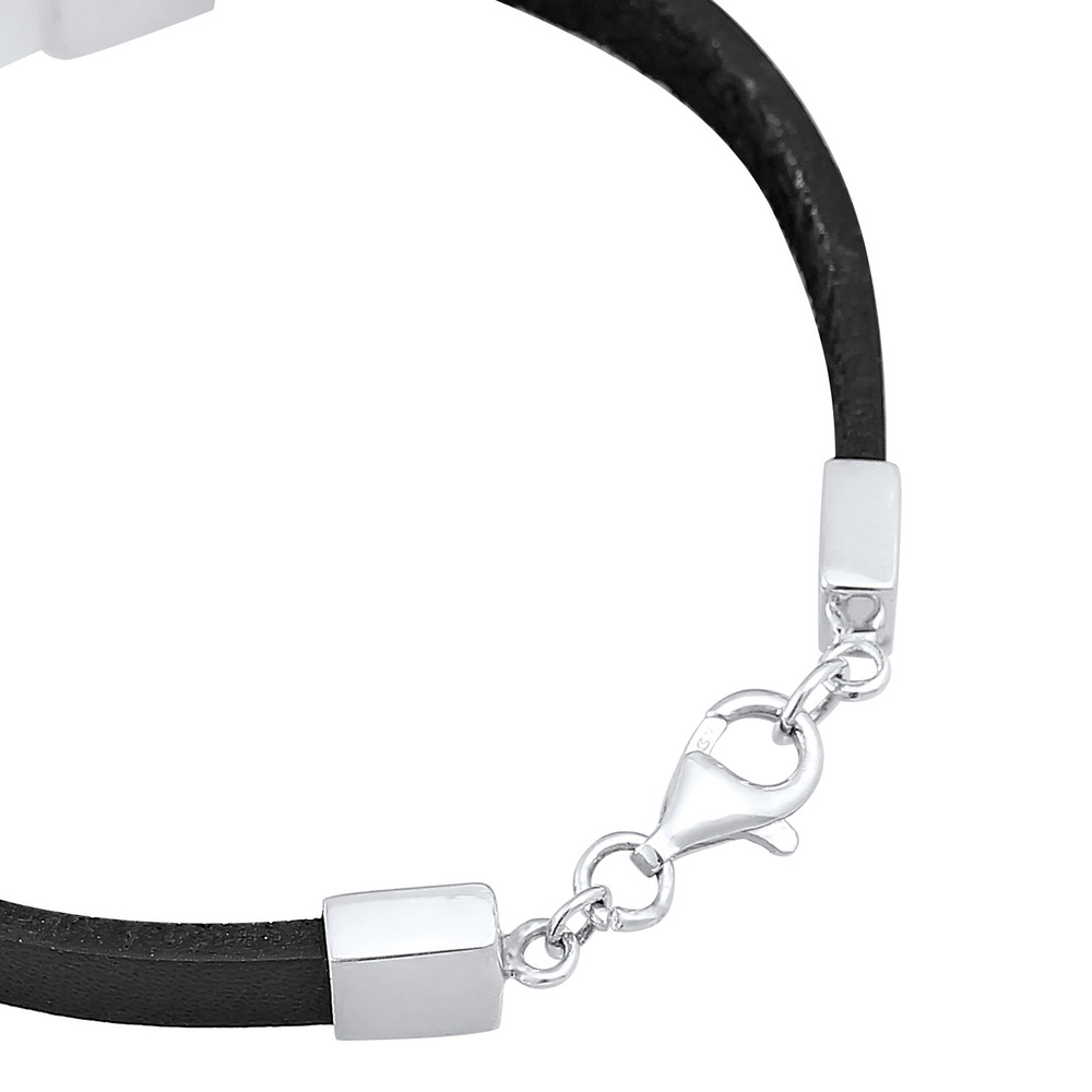 KUZZOI KUZZOI Bracelet Plaque de Bouclier pour Homme en Cuir Véritable Élégante en Argen Bracelet