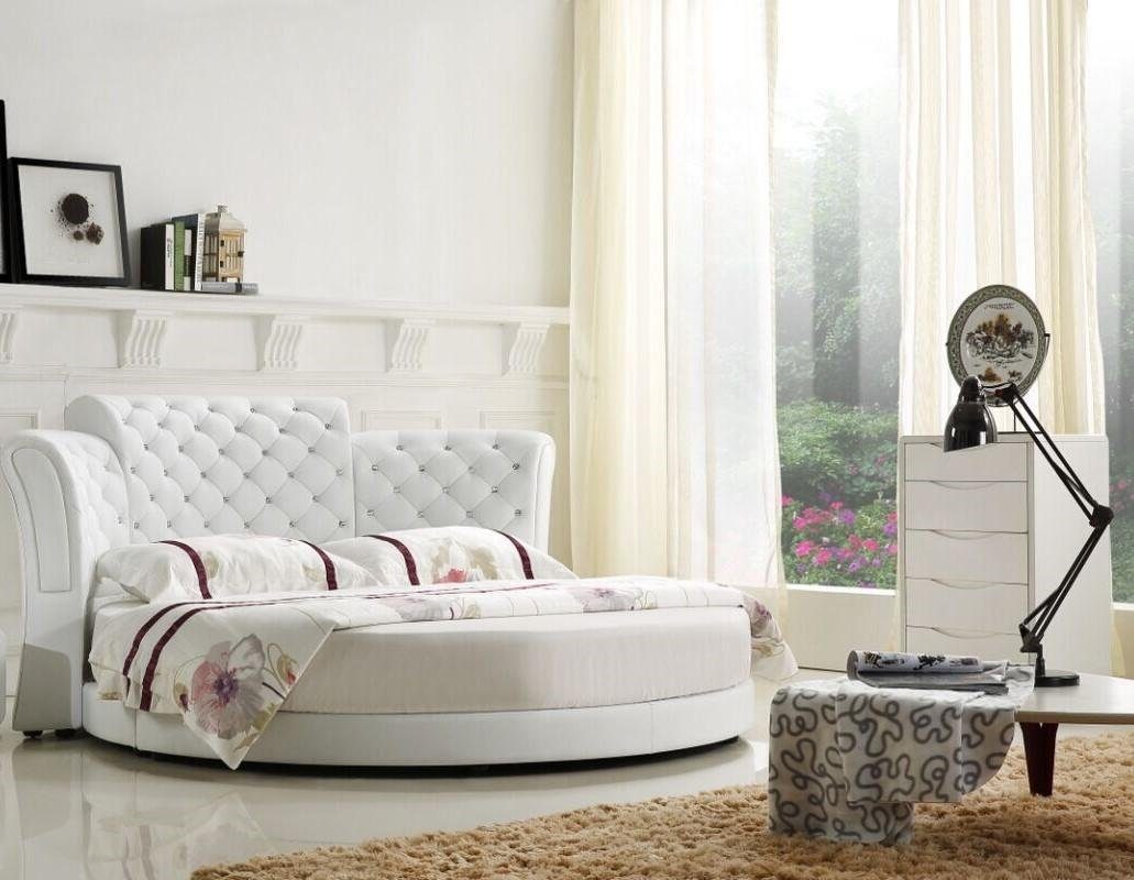 JVmoebel Rundbett Rundes Bett Rund Design Betten Leder Doppel Gestell Schlaf Zimmer (1-tlg., 1x nur Bett ohne Couchtische), Made in Europa