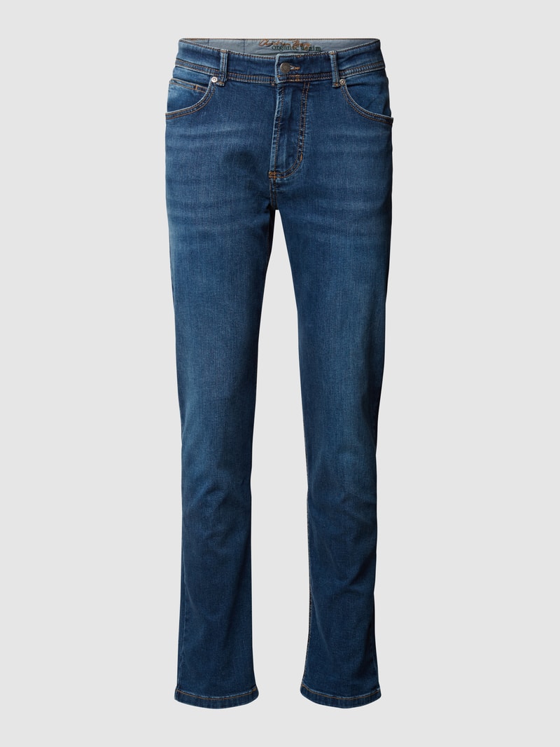 Straight Fit Jeans mit Brand-Detail in dunkelblau meliert
