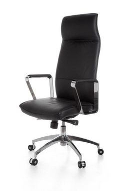Amstyle Drehstuhl SPM1.137 (Echtleder Schwarz, Bürostuhl XXL 120 kg Modern), Schreibtischstuhl Drehbar, Chefsessel mit Armlehne