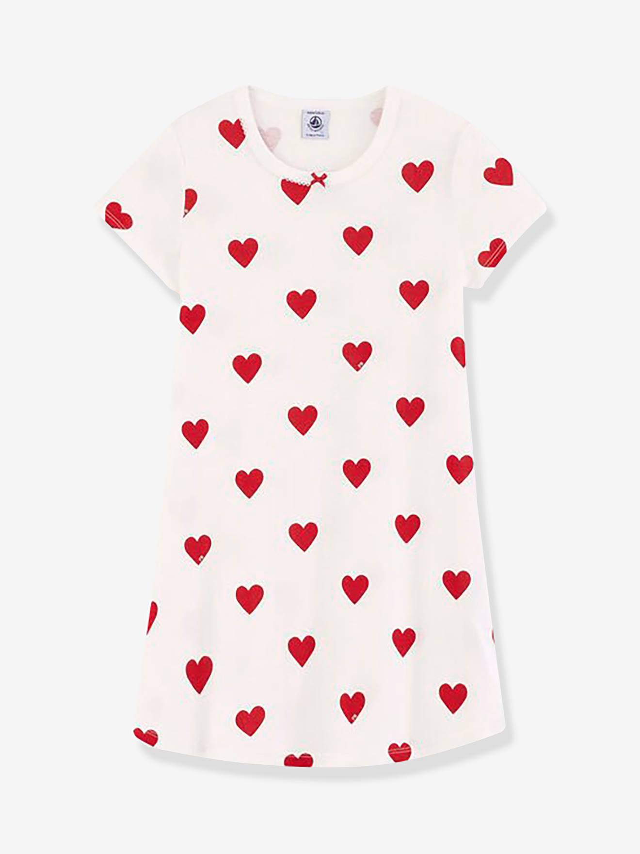 Petit Bateau Mädchen Nachthemd aus Bio-Baumwolle PETIT BATEAU, Herzen - weiß bedruckt herzen