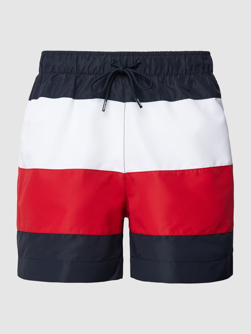 Badehose mit Streifenmuster in dunkelblau