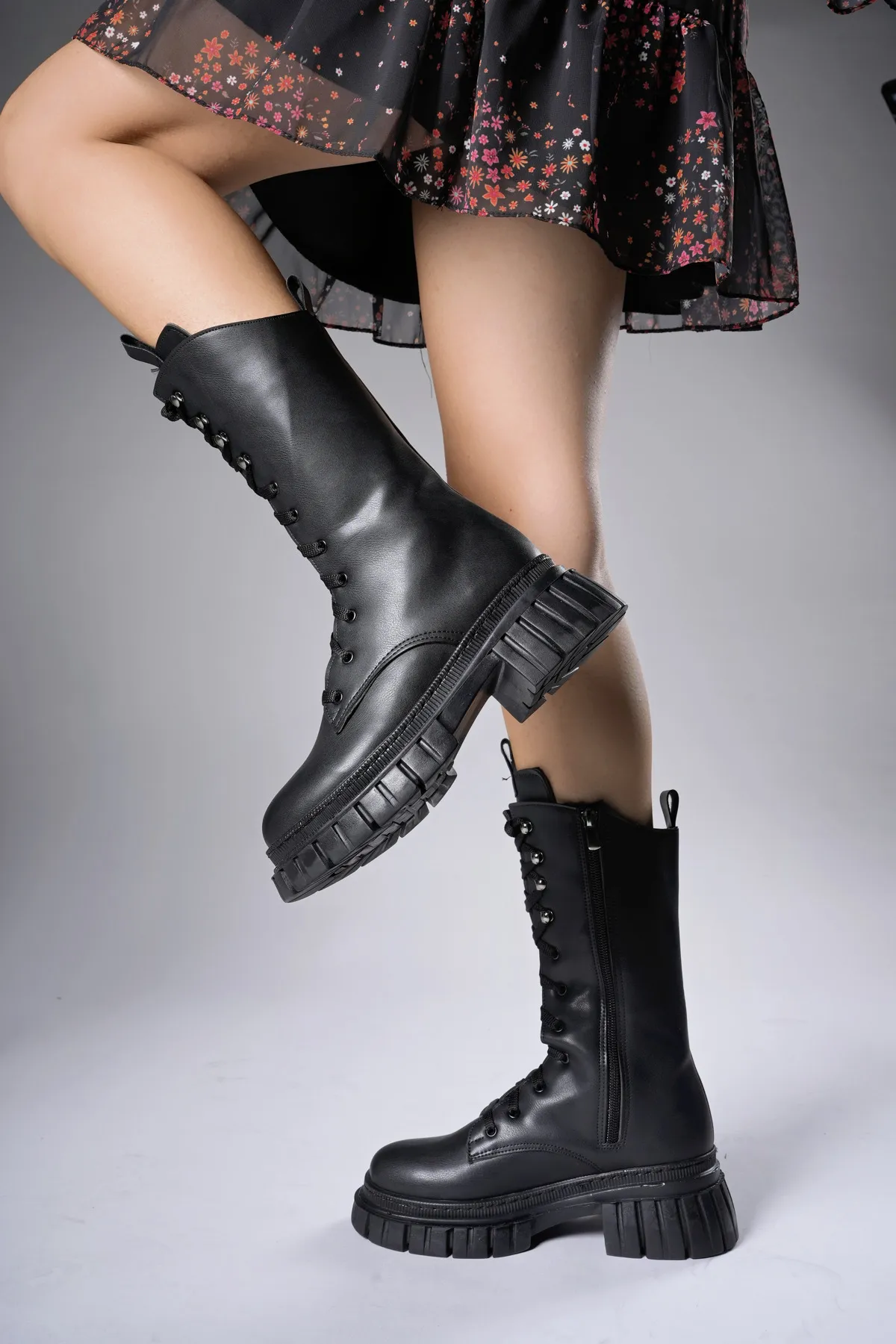Riccon  Tuilinnel Damen-Stiefel unterhalb des Knies 00121402, schwarze Haut