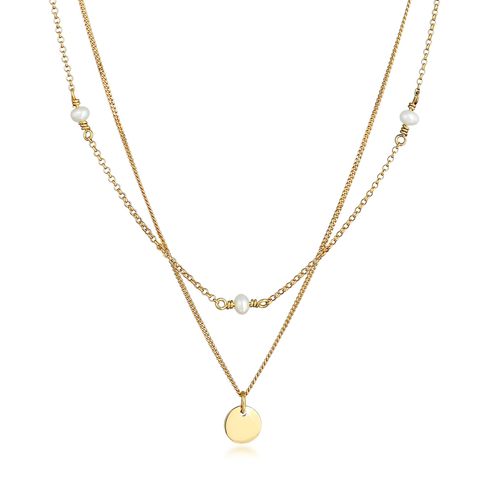 Elli Elli Collier Pendentif plaque de couche pour femme avec perle d'eau douce en arge collier