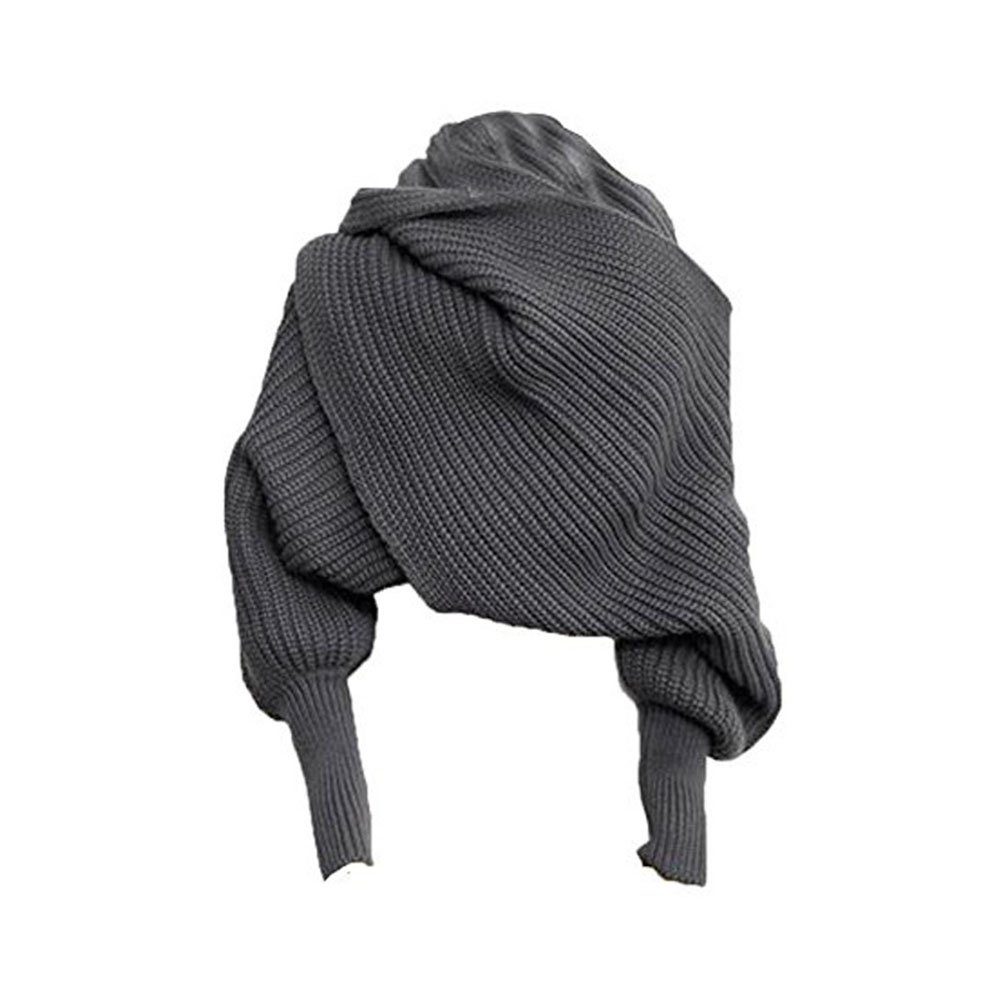 KOMIRO Strickschal Damen Wrap Schal Shawl Mode Herbst Winter Cape mit Ärmeln Für 220cm