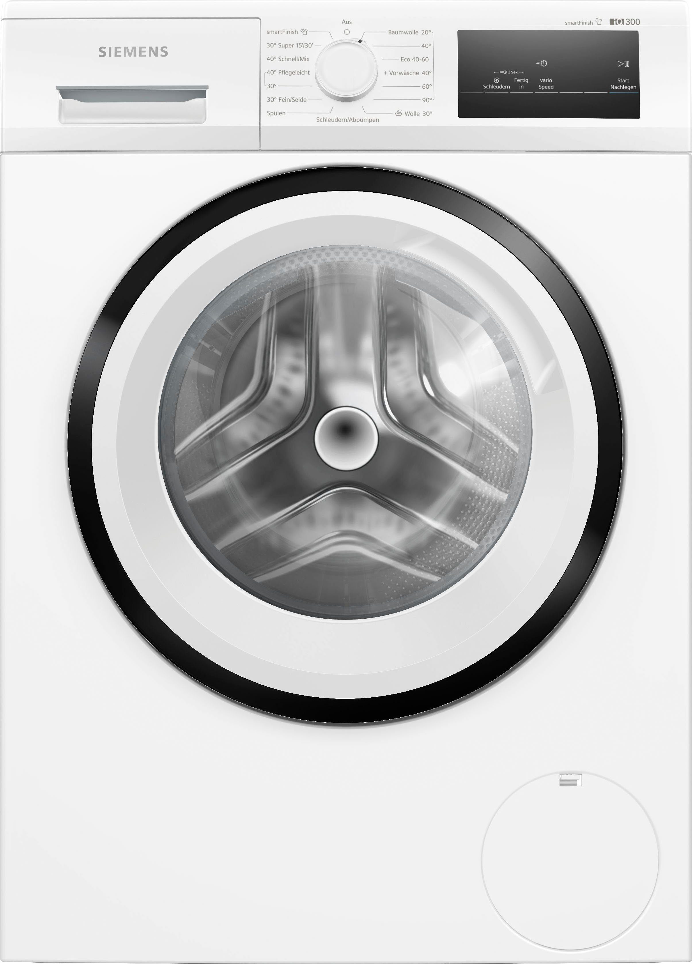 SIEMENS Waschmaschine iQ300 WM14N0A4, 8 kg, 1400 U/min, smartFinish – glättet dank Dampf sämtliche Knitterfalten