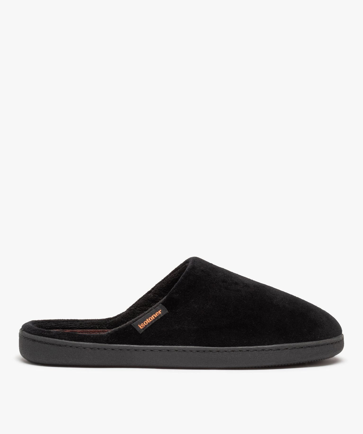 Chaussons homme mules en velours unies - Isotoner noir | GEMO